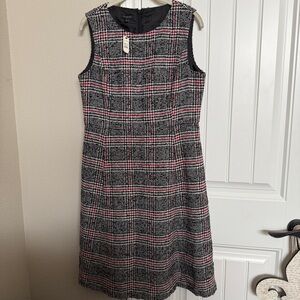 Talbots Black, White, and Red Plaid Midi Dress Size 8